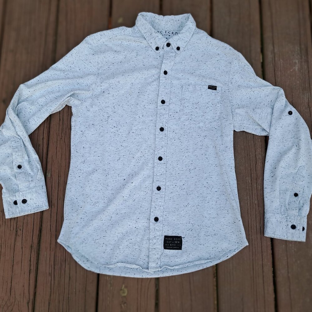 %Marc Ecko Cut & Sew Men Shirt Men Medium Gray Long Sleeve